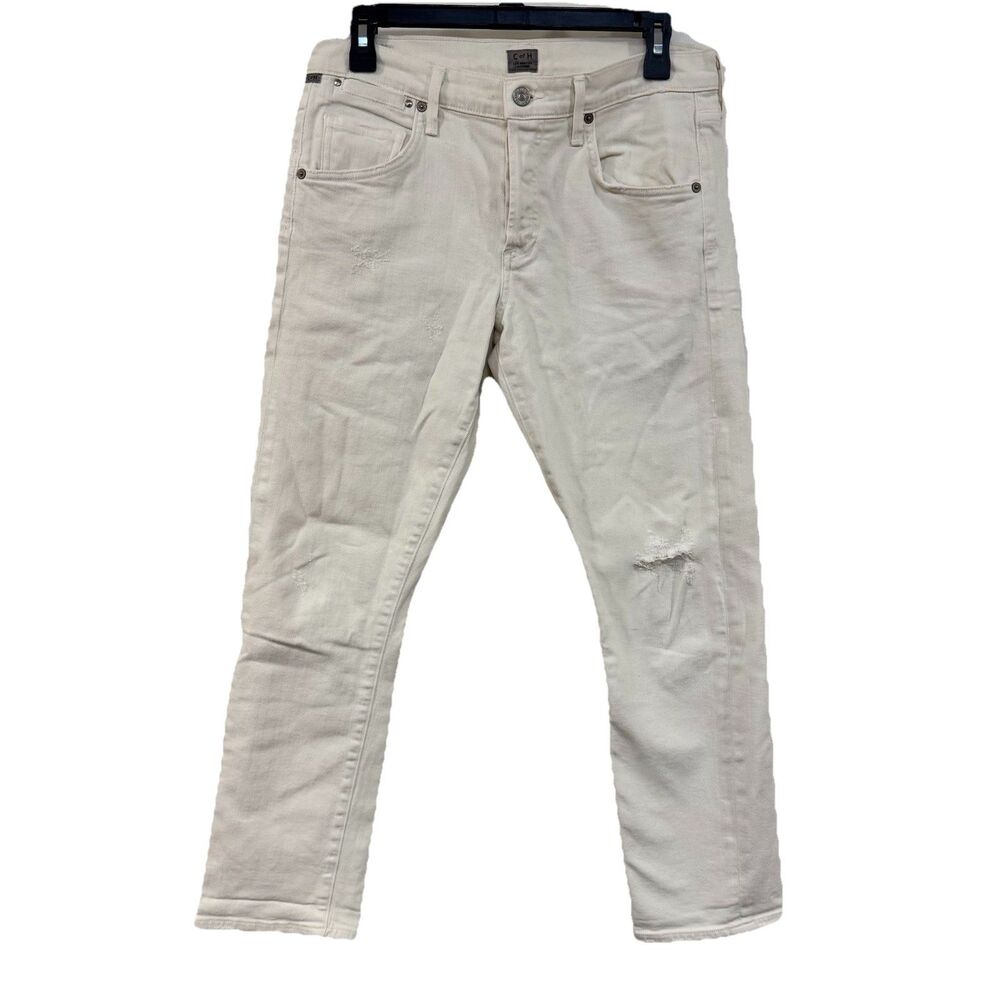 Citizens of Humanity Emerson Slim Boyfriend Jeans 27 Ankle White Distressed New